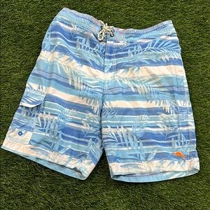 Tommy Bahama Relax Swim Trunks Mens Blue Floral Hawaiian Mesh Liner